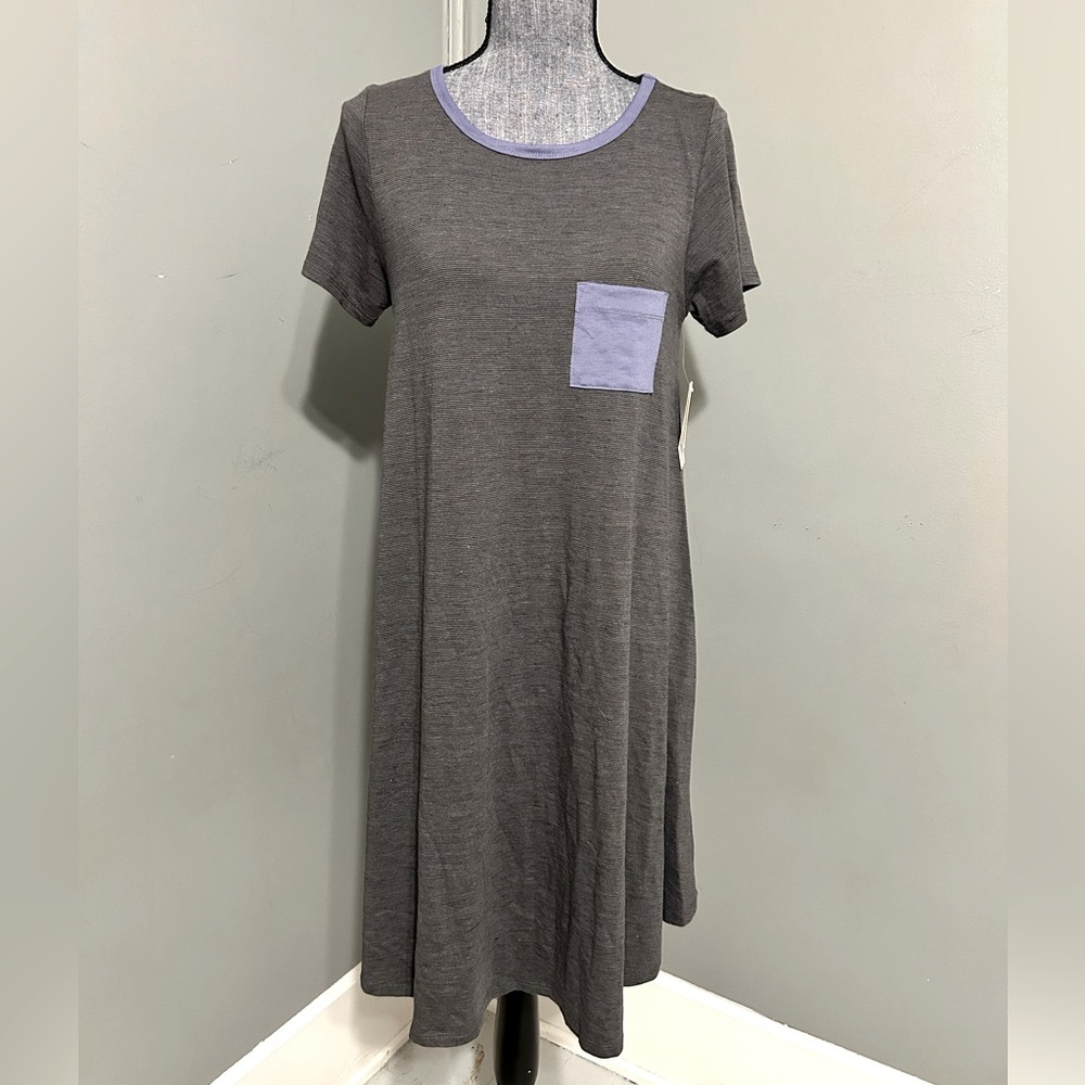 NWT LuLaRoe Carly Dress Grey and Purple Size S